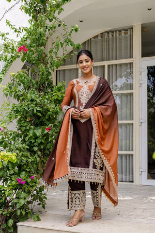 Teeya Creation Multi Color Star Georgette Embroidery Work Fully Stitched Salwar Suit - Distacart