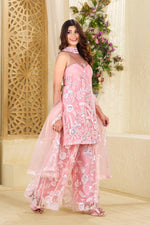 Thumbnail for Teeya Creation Pink Colour Butterfly Net Embroidery Work Fully Stitched Pakistani Suit