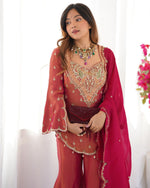 Thumbnail for Teeya Creation Red Colour Beautiful Simmar Silk Pakistani Suit
