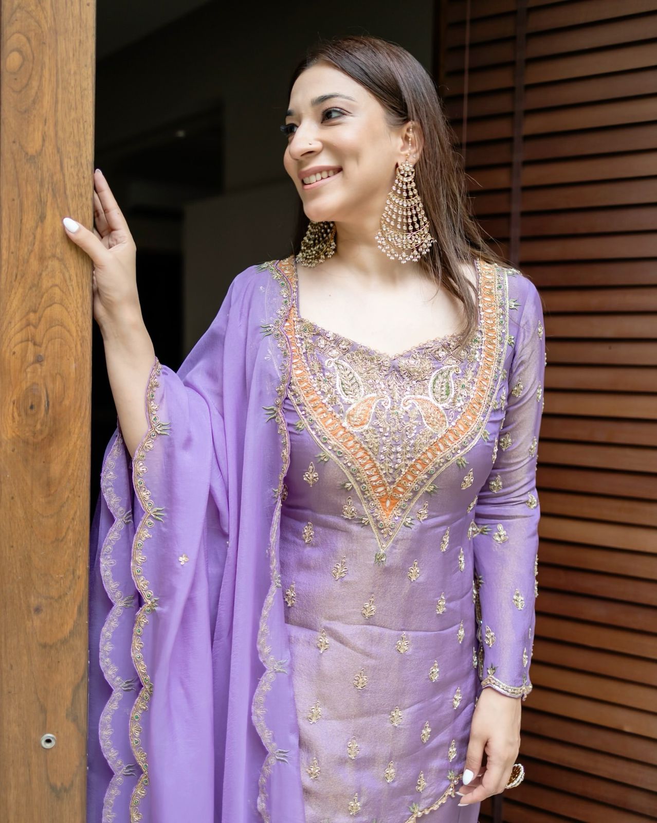Teeya Creation Lavender Colour Beautiful Simmar Silk Pakistani Suit