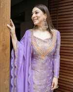 Thumbnail for Teeya Creation Lavender Colour Beautiful Simmar Silk Pakistani Suit