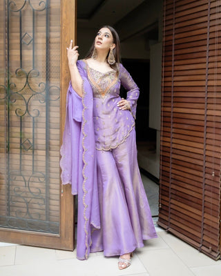 Teeya Creation Lavender Colour Beautiful Simmar Silk Pakistani Suit