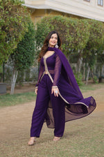 Thumbnail for Teeya Creation Wine Color Faux Georgette Embroidery Work Fully Stitched Long Kurti - Distacart