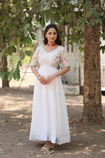 Thumbnail for Teeya Creation White Color Faux Georgette Embroidery Work Fully Stitched Kurti - Distacart