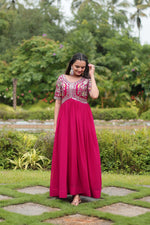 Thumbnail for Teeya Creation Pink Color Faux Georgette Embroidery Work Fully Stitched Kurti - Distacart