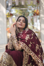 Thumbnail for Teeya Creation Maroon Color Vichitra Simmar Silk Heavy Embroidery Work Fully Stitched Anarkali Gown - Distacart
