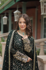 Thumbnail for Teeya Creation Green Color rangoli Silk Heavy Sequence And Embroidery Work Fully Stitched Plazo Pair - Distacart