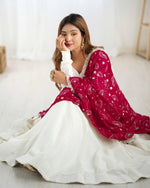 Thumbnail for Teeya Creation Off White Color Vichitra Silk Fully Stitched Anarkali Gown - Distacart