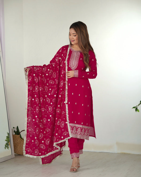 Teeya Creation Pink Color Rangoli Silk Heavy Embroidery Work Fully Stitched Kurta Set - Distacart