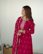 Thumbnail for Teeya Creation Pink Color Rangoli Silk Heavy Embroidery Work Fully Stitched Kurta Set - Distacart