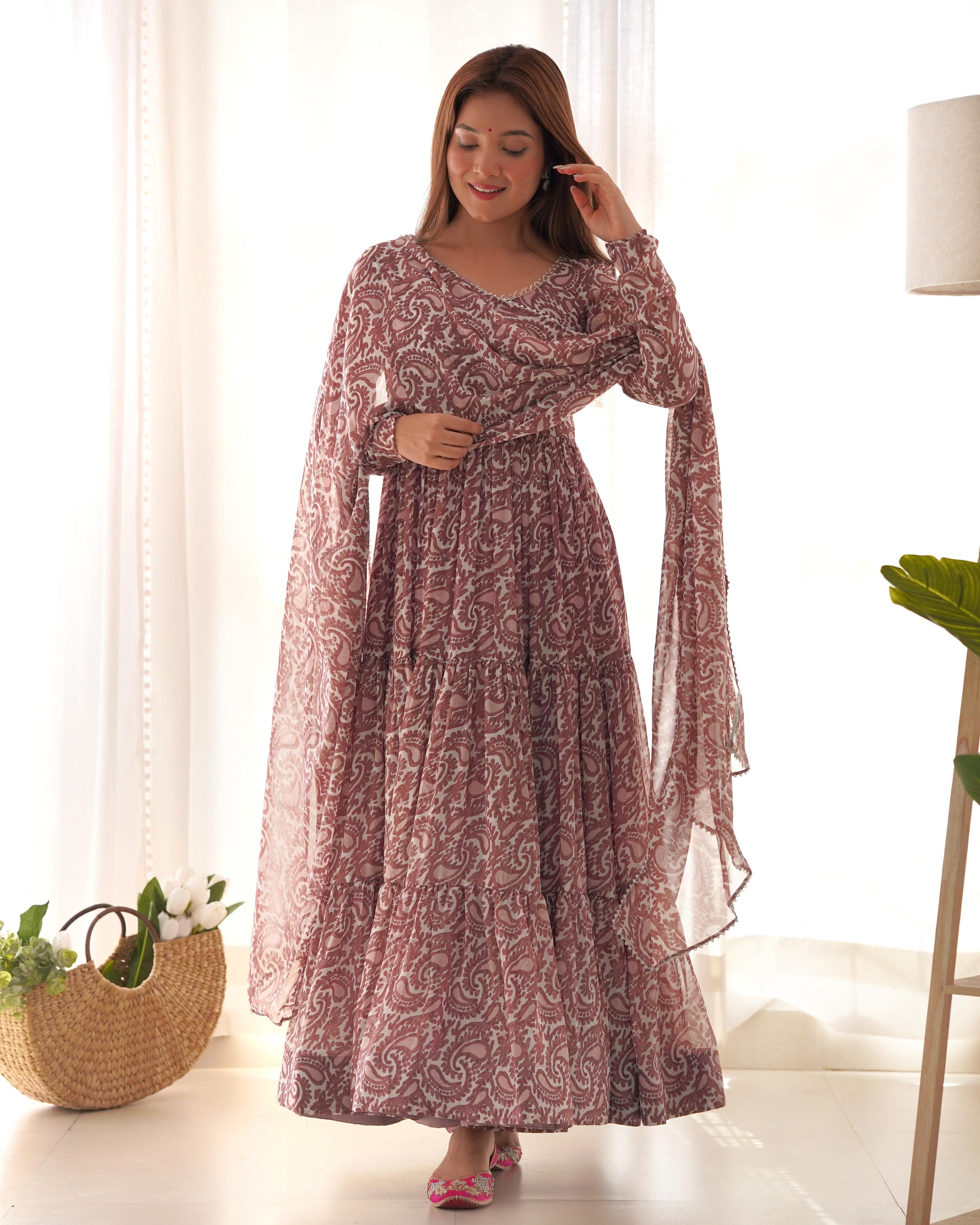 Teeya Creation Multi Color Faux Georgette Digital Printed Anarkali Style Fully Stitched Gown - Distacart
