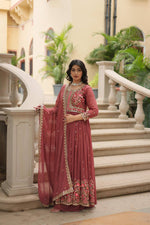 Thumbnail for Teeya Creation Peach Color Faux Georgette Heavy Work Fully Stitched Sharara Set - Distacart