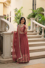 Thumbnail for Teeya Creation Peach Color Faux Georgette Heavy Work Fully Stitched Sharara Set - Distacart