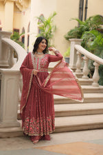 Thumbnail for Teeya Creation Peach Color Faux Georgette Heavy Work Fully Stitched Sharara Set - Distacart
