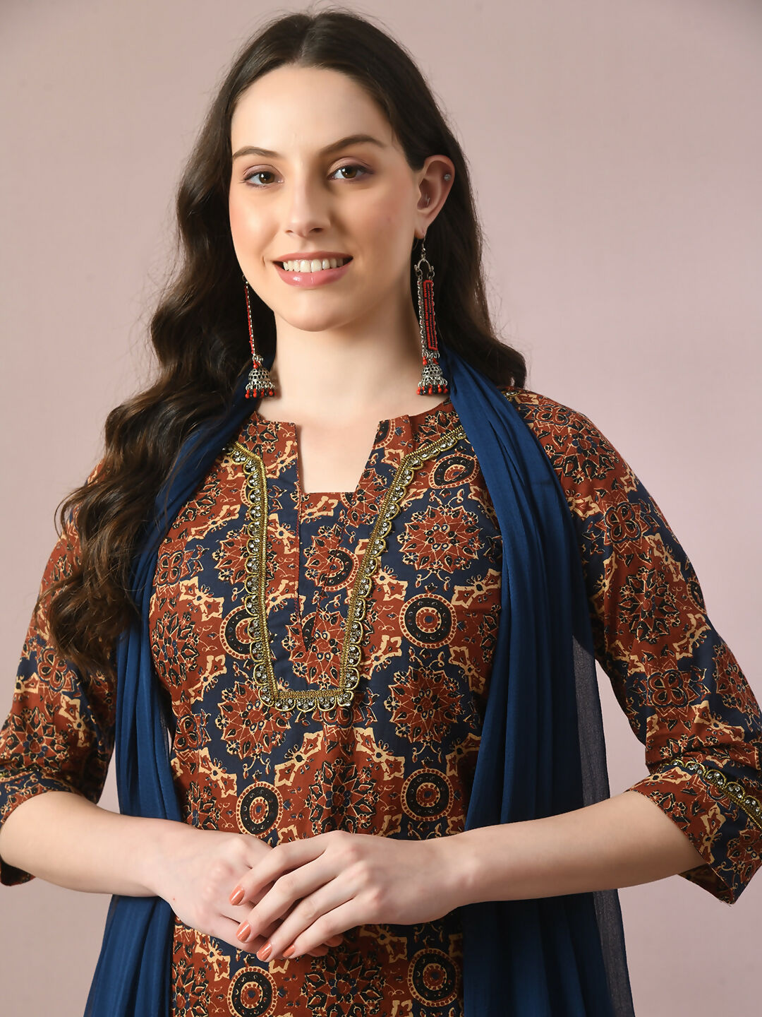 Myshka Women's Multi Printed Cotton Straight Party Kurta Set With Dupatta - Distacart