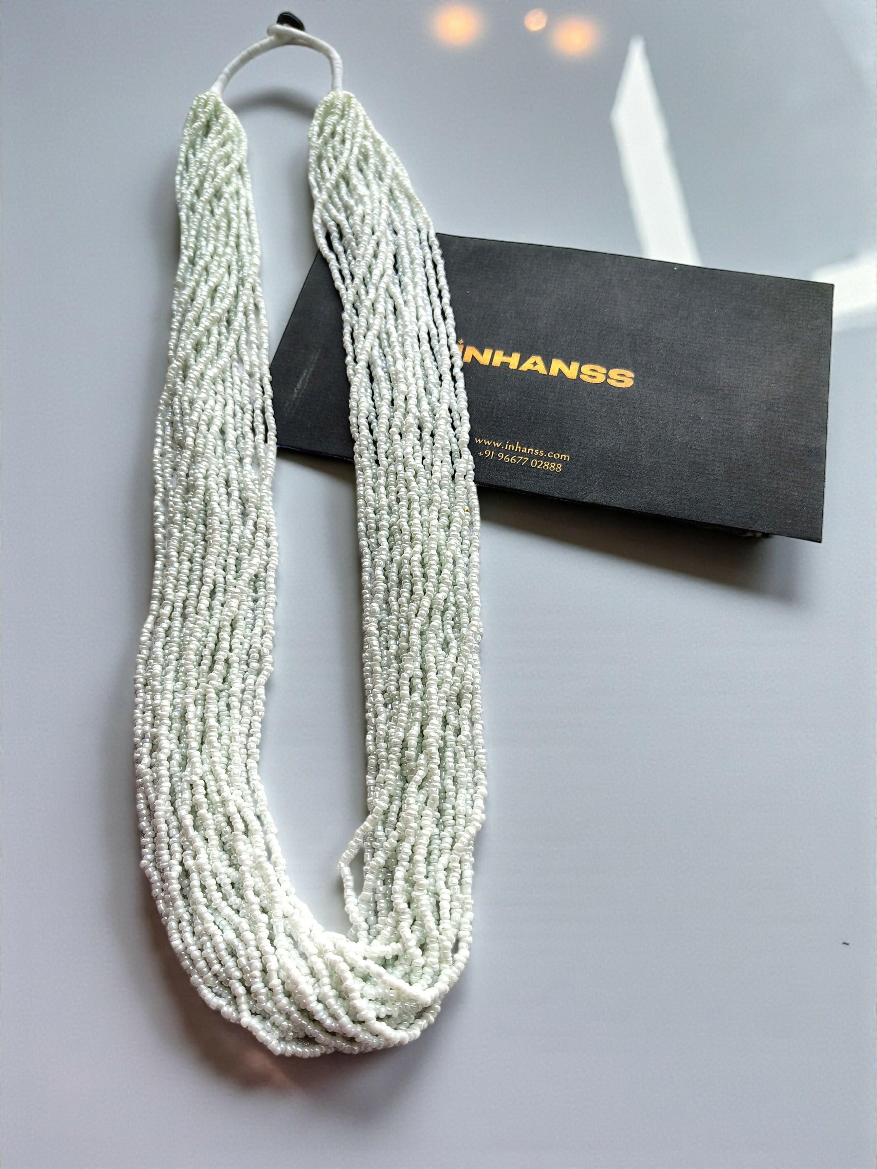 Inhanns Rangsaaz 20-Layer Luxe Long Beaded Only Necklace - White Long Only Necklace - Distacart