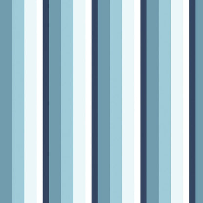 Haus & Kinder Coastal Stripes Navy 100% Cotton Double Fitted Bedsheet, 186 TC - Dista