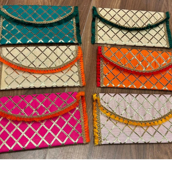 Joban Fashion Gota Checks Hand Clutches Purse - Multicolor - Dista