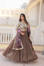 Thumbnail for Preksha Creation Faux Georgette With Sequins Embroidered Work Women Lehenga Choli - Grey - Distacart