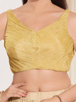 Thumbnail for Joban Fashion Gold Tissue Padded Blouse With Sweetheart Neck Sleeveless - Distacart