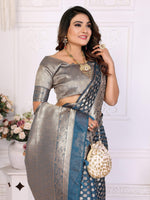 Thumbnail for Aastha Fashion Teal Organza Silk Weaving Saree - Distacart