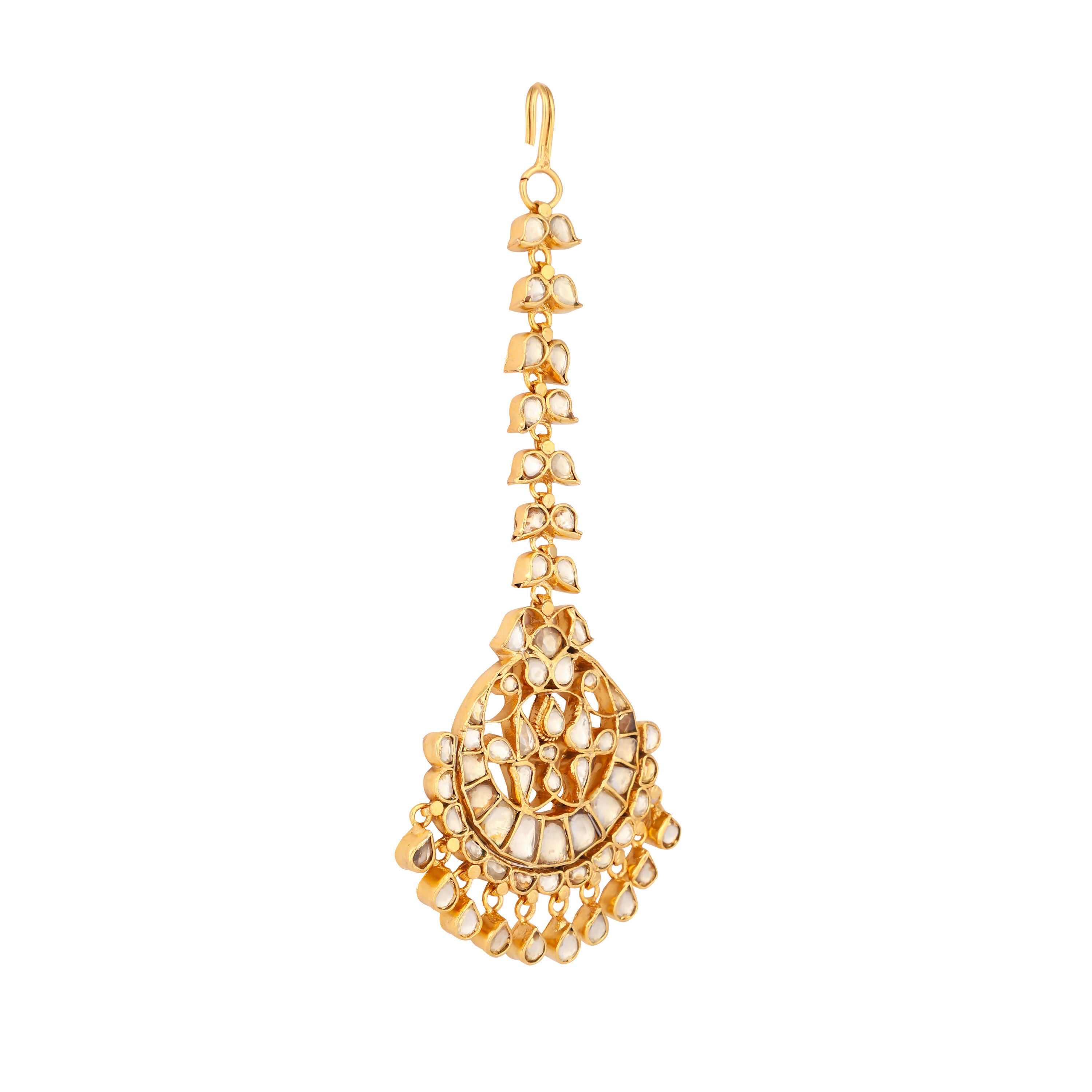 Nuyug 22K Gold-Plated Kundan Studded Maang Tikka Head Jewellery