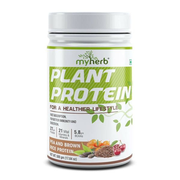 Myherb Plant Protein Powder, Pea And Brown Rice Protein Powder - Chocolate Flavour - Distacart