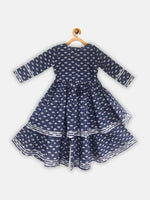 Thumbnail for Ahalyaa Navy Pure Cotton Digital Printed Kids Kurta Sharara Set For Girls - Distacart