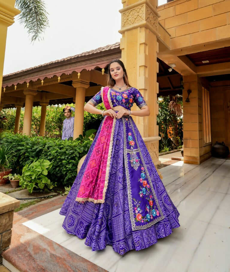Aastha Fashion lris Purple Cotton Heavy Badhani Printed Readymade Traditional Lehenga Choli Set - Distacart