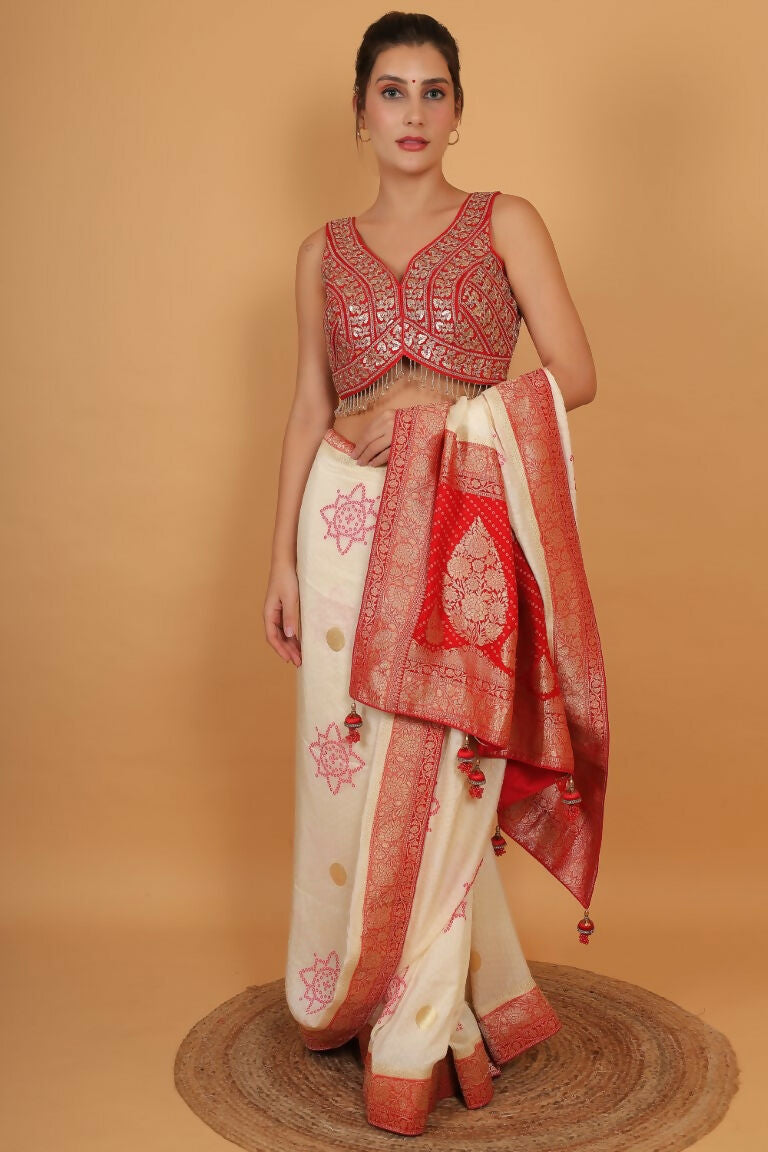 Joban Fashion Silk Zari And Sequence Work Padded Blouse - Red