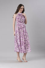 Thumbnail for Souchii Lavender Floral Chiffon Dress -Souchii