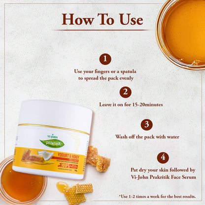 VI-JOHN Prakritik Yogurt & Honey Face Pack Restoresgmlow, Made With 100% Natural Bio Actives - Distacart