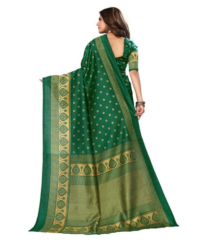 Vamika Green Printed Art Silk Saree - Distacart