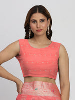 Thumbnail for Astita Linen Cotton Peach Saree