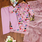 Thumbnail for Preksha Creation Indian Festival Georgette Women Lavender Kurta With Dupatta With Pant - Distacart