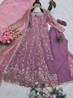 Thumbnail for Teeya Creation Pink Color Faux Georgette Long Party Wear Gown - Distacart