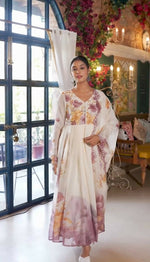 Thumbnail for Teeya Creation Multi Color Organza Silk Printed Party Wear Gown