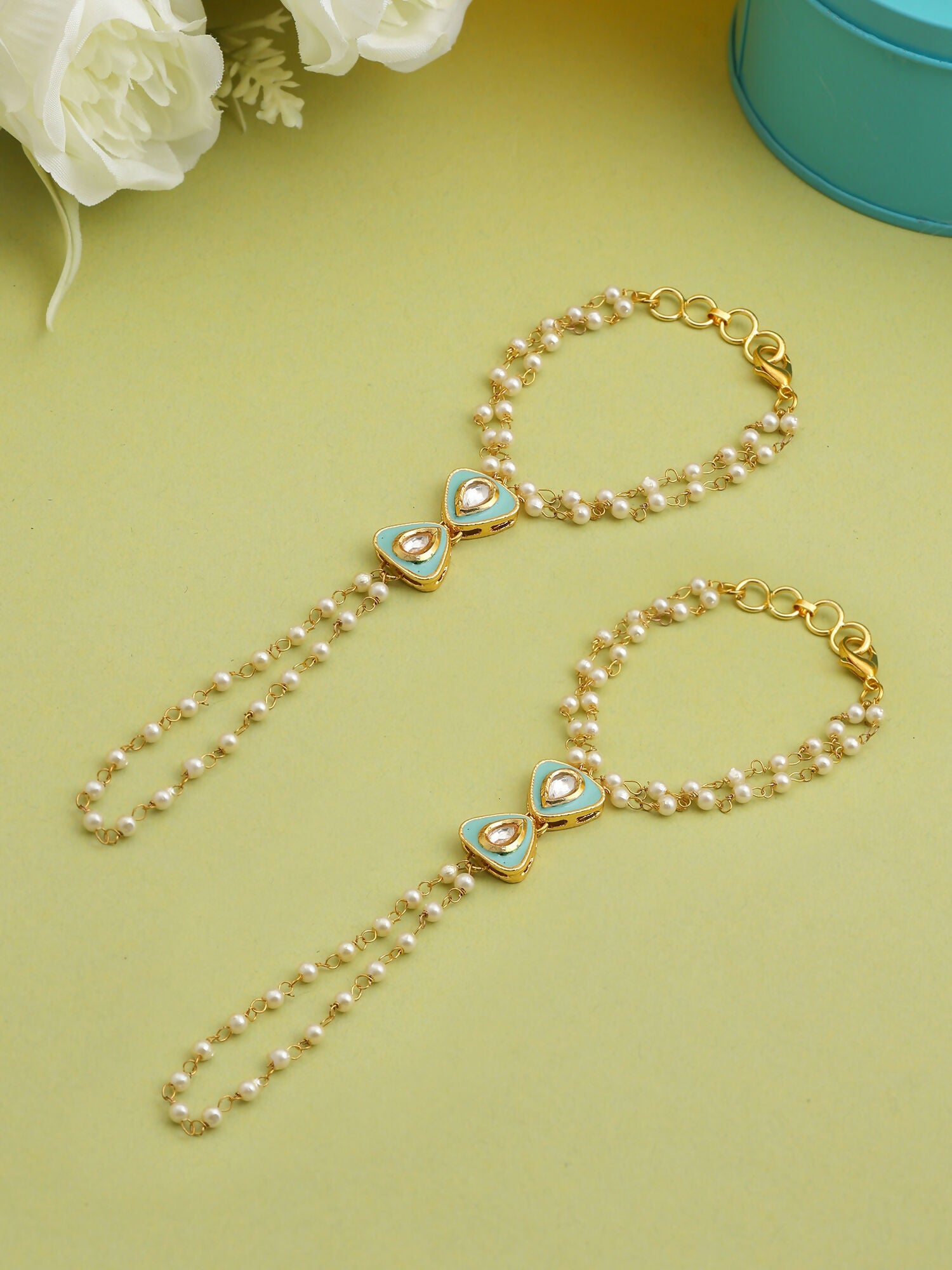 Ruby Raang Saanjh Pearl Hand Jewelry