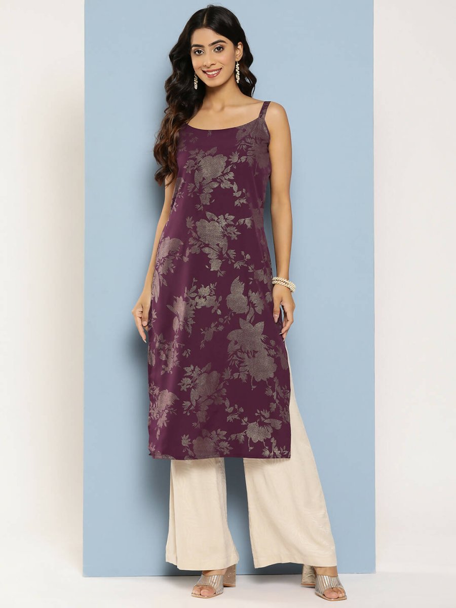 Ahalyaa Women's Traditional wear Kurta - Wine - Distacart