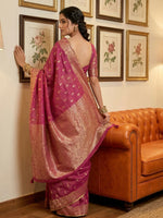 Thumbnail for Shree Shyam Fashion Wine Tissue Silk Saree - Distacart