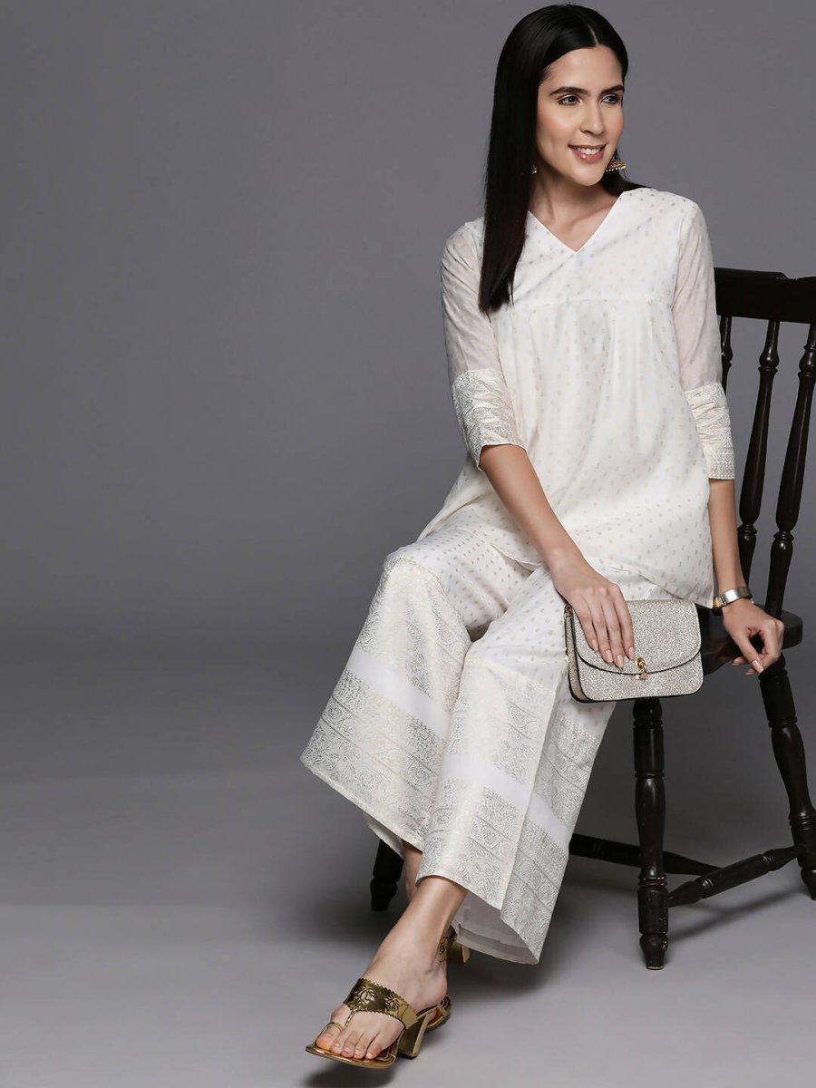 Ahalyaa Women's Traditional Wear Co-ods - Off-white - Distacart