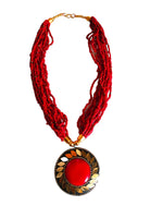 Thumbnail for Inhanns Everyday Statement Beaded Pendant Necklace - Red - Distacart