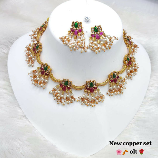 Joban Fashion Women Ruby & Green Copper Necklace Set - Distacart