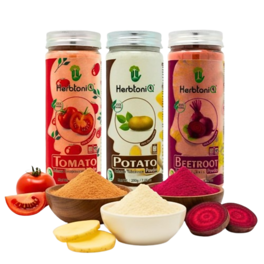 Herbtoniq Face Pack Powders - Tomato, Potato and Beetroot Powder - Dista