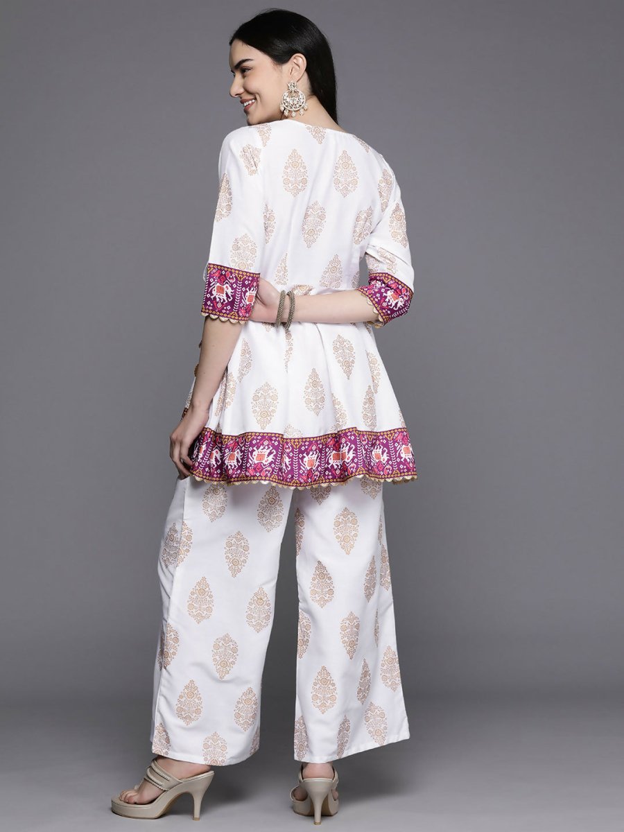 Ahalyaa Women's Traditional Wear Co-ods - White - Distacart