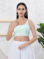 Thumbnail for Joban Fashion Pista-Green Shift Sleeveless Back Open Blouse