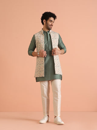Kisah Men Multi Printed Kantha Print Kurta Jacket Trouser Set - Distacart