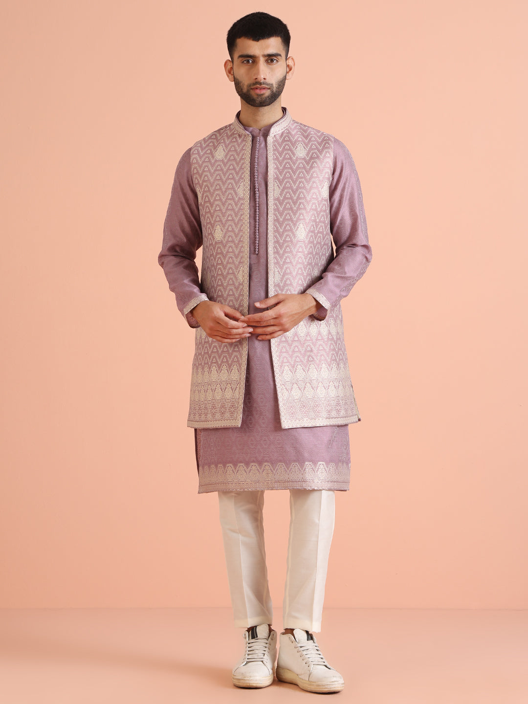 Kisah Men Mauve Kurta Jacket Trouser Set - Distacart