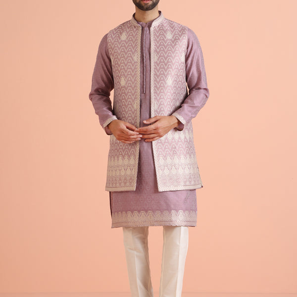 Kisah Men Mauve Kurta Jacket Trouser Set - Distacart