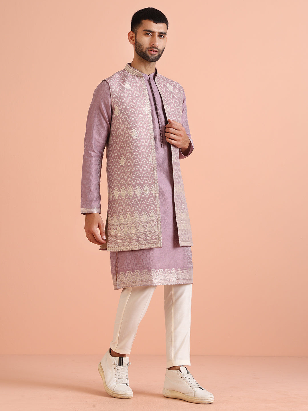 Kisah Men Mauve Kurta Jacket Trouser Set - Distacart